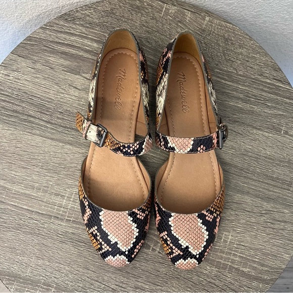Madewell NWOT The Alina Mary-Jane Flat in Snake Embossed Leather- Size 9 - Picture 13 of 15
